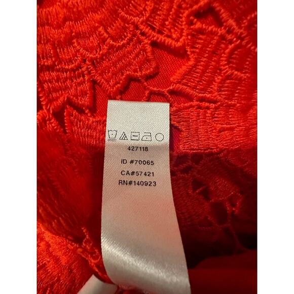 Loft Size Small Red Orange Blouse Embroidered Sunflower Lace Floral Top Cotton - Picture 9 of 12